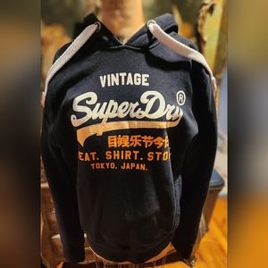 Superdry Vintage Sweat Shirt Store Size Large Black Hoodie